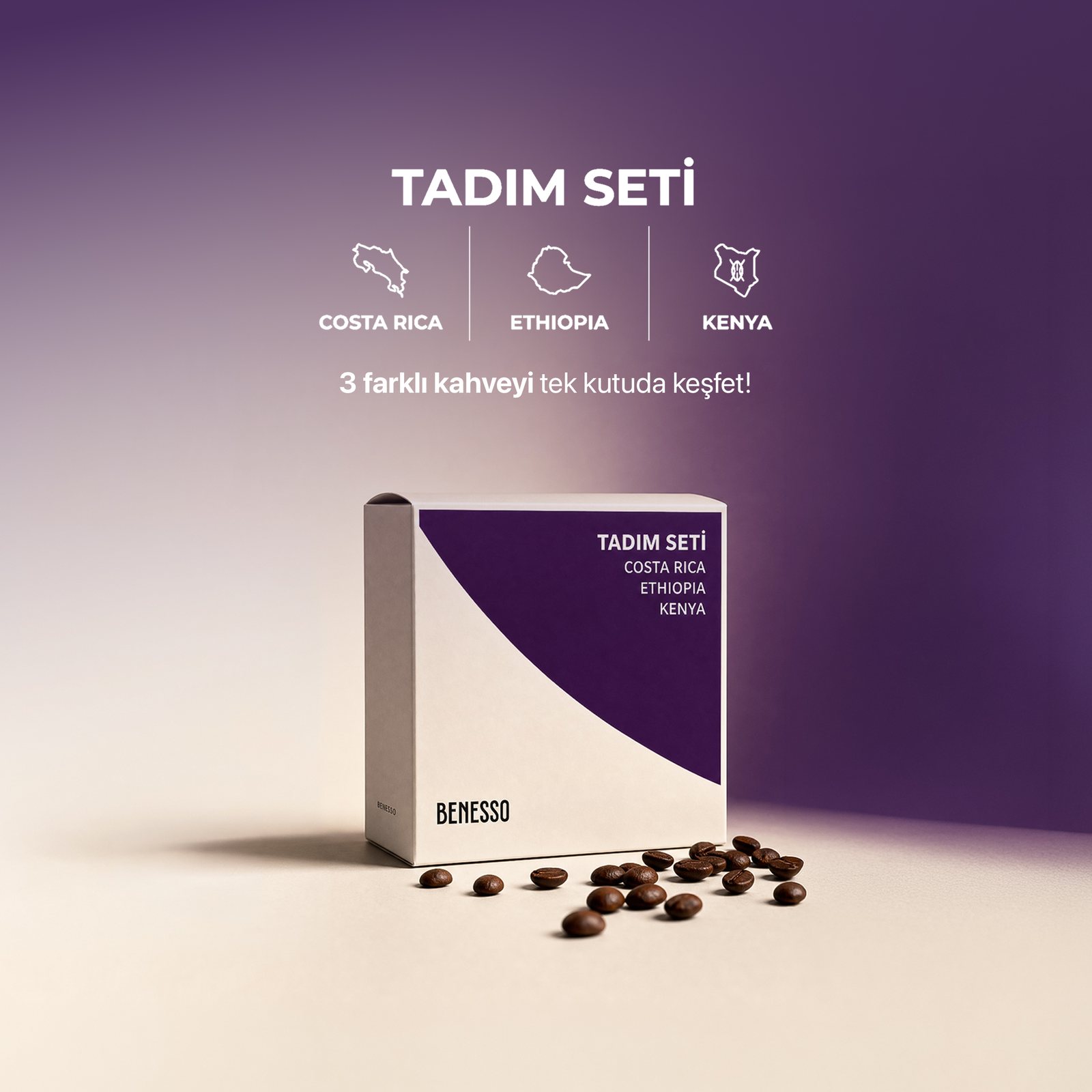 Benesso Coffee tadım seti ürün çekimi